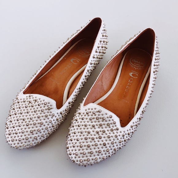 Jeffrey Campbell Shoes - Jeffery Campbell studded spike white flats